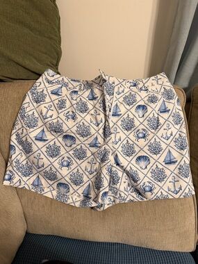 Kiel James Patrick Blue and White Nautical Print Women’s Shorts